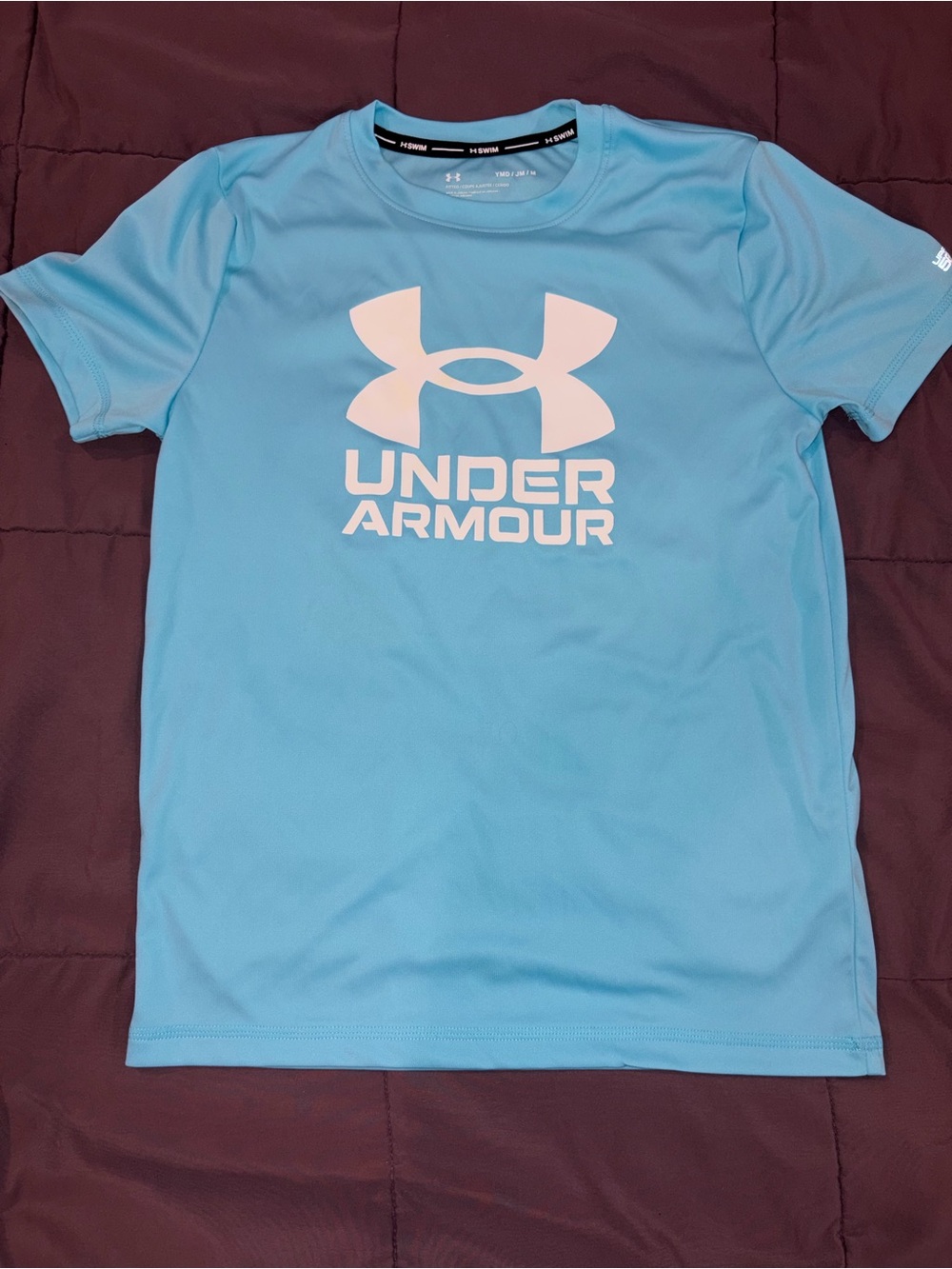 Under Armour Boys Medium Blue short sleeve swim shirt